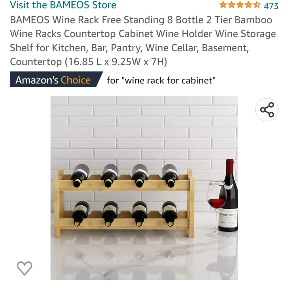 Natural wood wine rack , free standing 8 bottle 2 tier bamboo wine rack,…